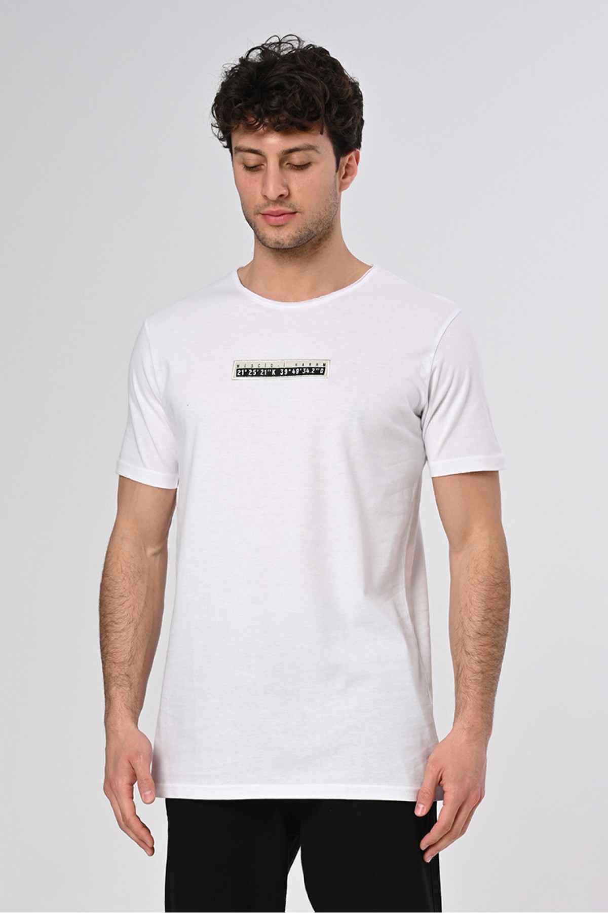 Koordinat Tasarım Pamuk Bisiklet Yaka Beyaz T-shirt 22’
